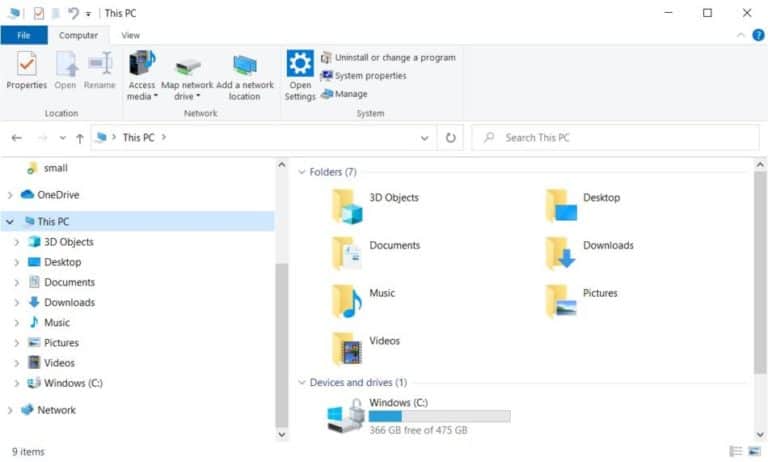 file explorer in computer